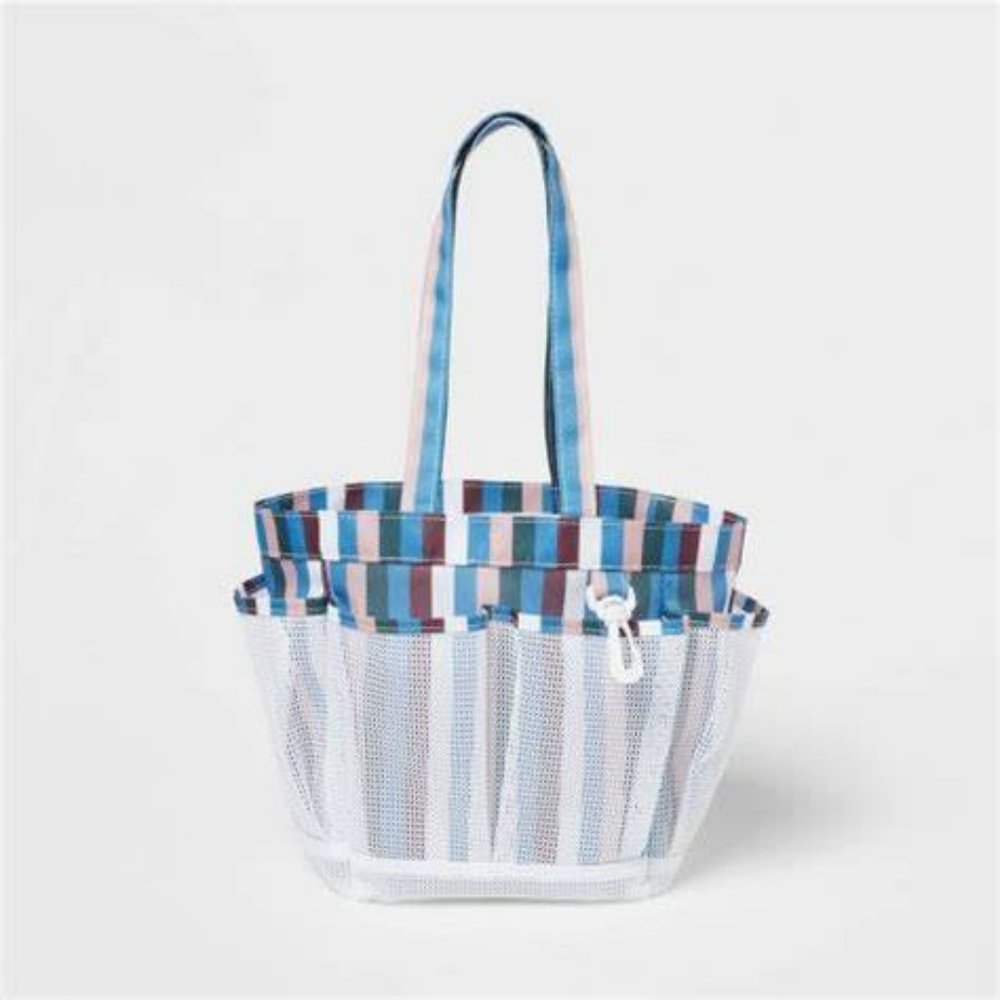 NWT MESH FABRIC SHOWER CADDY - GREAT BEACH/POOL BAG